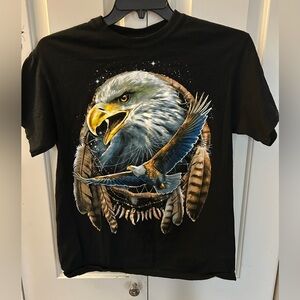 DOM Bald Eagle Graphic Black T-Shirt Men's Medium Native Mystic